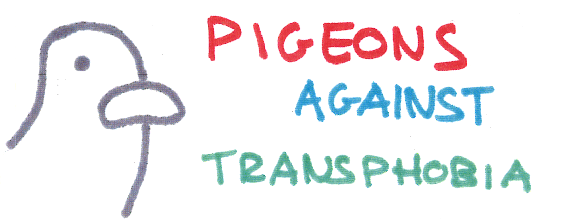 A Sticker which reads: Pigeons Against Transphobia